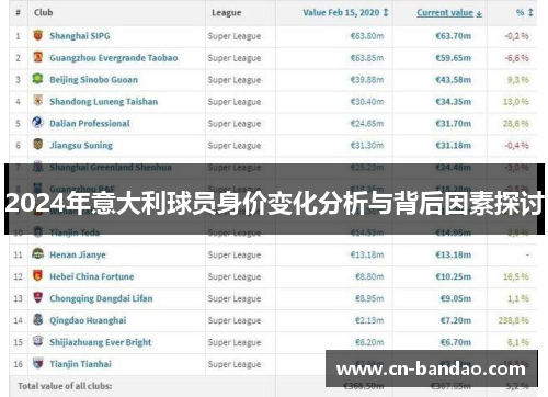 2024年意大利球员身价变化分析与背后因素探讨